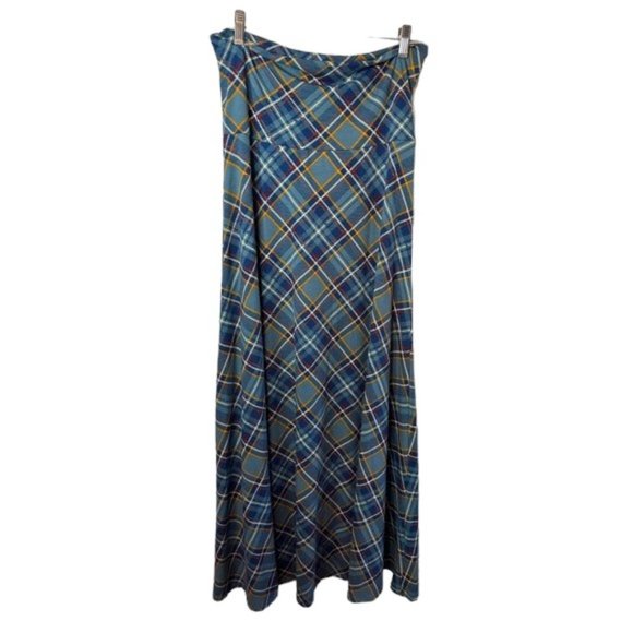 LuLaRoe Dresses & Skirts - LuLaRoe Printed Blue Plaid Maxi Skirt Women’s Size Large
